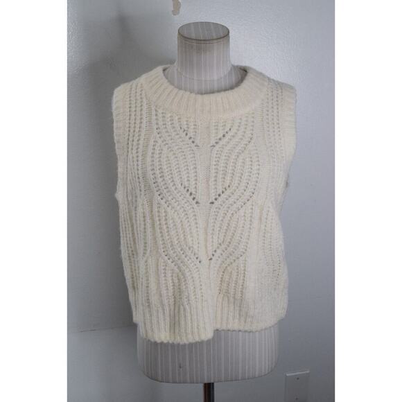Women's Cream Cable Knit Sweater Vest - Picture 1 of 6
